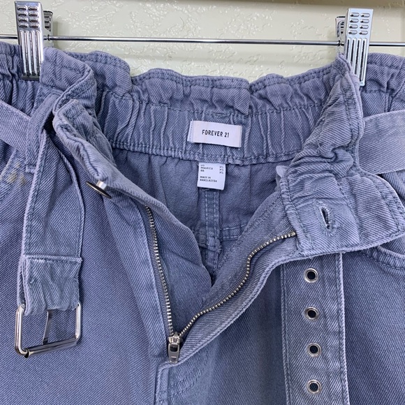 Forever 21 Women’s Ruffled Belted Y2K Blue Shorts Size Extra Small - Picture 6 of 10